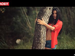 LETSDOEIT - ultra-kinky black-haired Caught Running in the forest