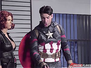 Captain America drowns ebony Widow in his superhero cum